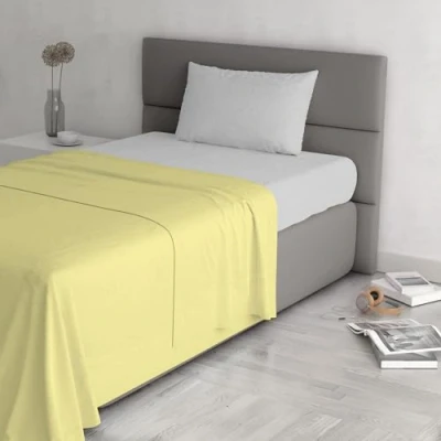 Image of Trend Chic Bed Set 100% Cotton Made in Italy, Single, Yellow
