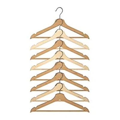 Image of Ikea BUMERANG NAtural Coloured Curved Wooden clothes/coat hanger