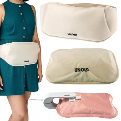 Image of Unold Wärmi Electric Hot Water Bottle 86010 Pouch Pain Relief Belt 380W 65C in 10 Minutes Cordless Design Safe Alternative Beige
