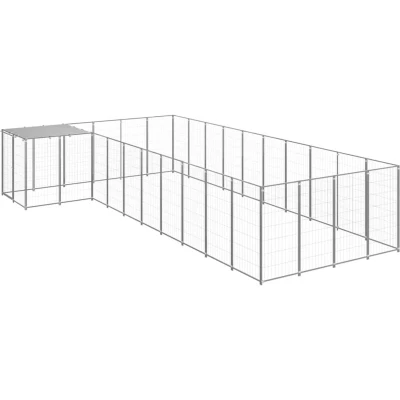 Image of vidaXL Dog Kennel Silver 13.31 m² Steel
