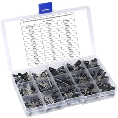 Image of ARCELI 300pcs 15Value Electrolytic Capacitor Range 0.1uF to 470uF Assortment Kit