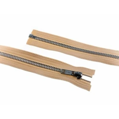 Image of 10&quot; 25cm YKK Silver Metal Open End Zips Beige per Single Zip