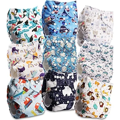 Image of Littles and Bloomz Baby Reusable Pocket Nappy Cloth Diaper, Standard Popper, 9 Nappies, FLP2 0908