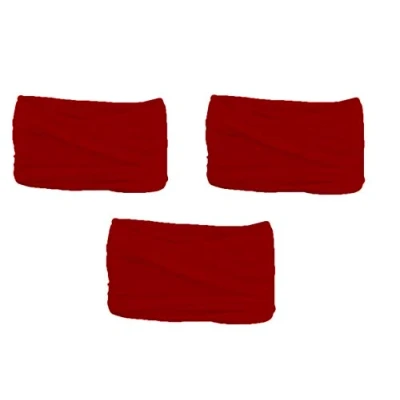 Image of Unisex Seamless Multifunctional Headwear Bandana Scarf Elastic Tube Magic Headband Gaiter Balaclava Snood Face Covering Mask UV Residence for Yoga Running Hiking Cycling (Dark Red Pack of Three)