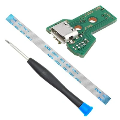 Image of MMOBIEL Charging Port Replacement for PlayStation PS4 Controller Dualshock 4 Model: JDS 050 /JDS 055 12 Pin Flex Cable Incl (+) Screwdriver