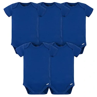 Image of Gerber Baby 5 Pack Onesies Multi Packs Bundle Interlock 180 GSM, Blue, 6 9 Months