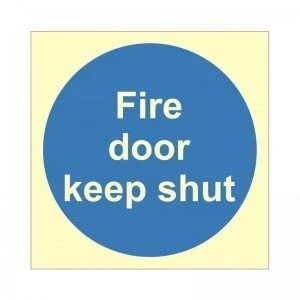 Image of 5 x Glow In The Dark Fire Door Keep Shut Signs 100mm Self Adhesive