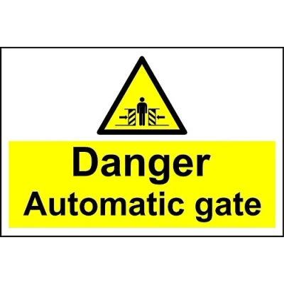 Image of Danger Automatic Gate Safety sign 3mm Aluminium 400mm x 300mm