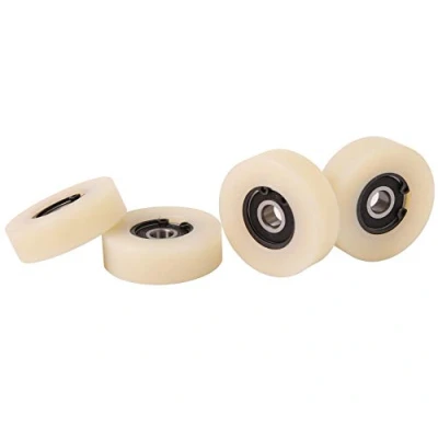 Image of 4 Pieces Nylon Polyamide Rollers 45 mm diameter 14 wide 8 bearing Precisely Machined in the EU(45 8)