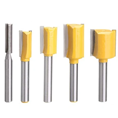 Image of Gasea 5pcs 1/4&quot; Shank Straight &amp; Dado Router Bit Set, 1/4&quot;, 3/8&quot;, 1/2&quot;, 5/8&quot;, 3/4&quot; Trimming Cutter for Woodworking