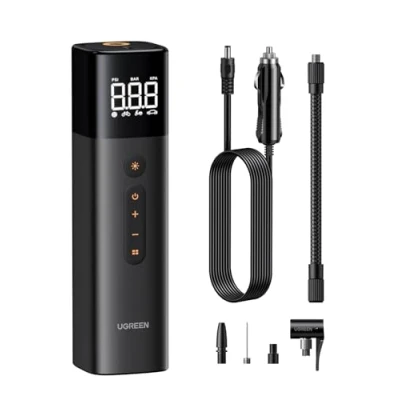Image of UGREEN Tyre Inflator Digital Car Pump 150 PSI Tire With Preset Pressure Value and Inflation Detection Led Light, Portable Air for Cars, Balls Bikes