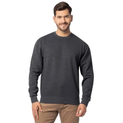 Image of Fruit of the Loom Men&#039;s Eversoft Fleece Crewneck Sweatshirts, Moisture Wicking &amp; Breathable, Sizes S 4x Shirt, Black Heather, XL