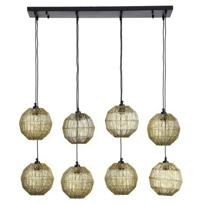 Image of Hermi II Cluster Pendant Ceiling Light Antique Brass 8x E27