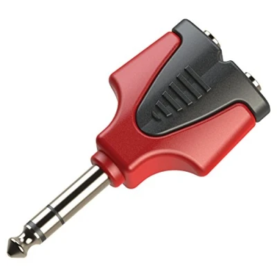 Image of &quot;Pro Audio RPAN340&quot;&quot;6.3 mm Stereo Plug to 2 x 3.5 Sockets&quot;&quot; Splitter Adaptor&quot;