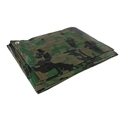 Image of 6 x m Camo Tarpaulin Waterproof Heavy Duty Tarp Sheet Cover, Groundsheet Waterproof, Weatherproof, Frost Resistant, UV Protection, Universal, Multipurpose, Reinforced Eyelets