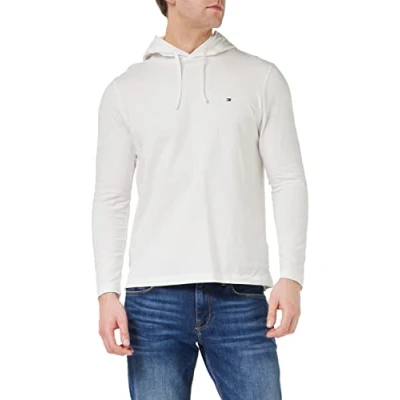 Image of Tommy Hilfiger Men Long Sleeve T Shirt with Hood, White (White), S