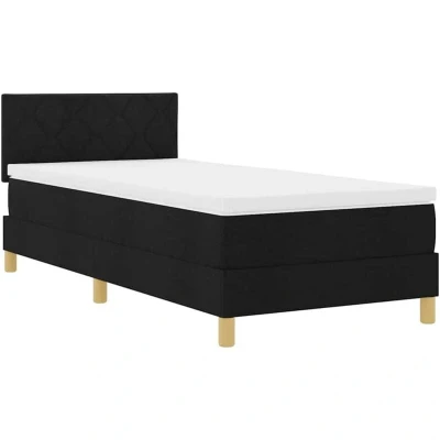 Image of Box Spring Bed with Mattress Black 90x200 cm Fabric Vidaxl