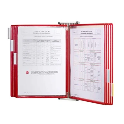Image of Tarifold Technic Wall Display Unit with 5 Clip on Index Tabs and 10 Pockets A4 Red Ref 414103