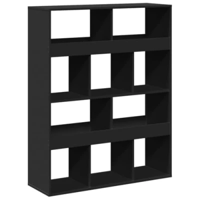 Image of vidaXL Black Engineered Wood Bookcase 15 Compartment Bookshelf 100x33x187.5 cm Modern Room Divider for Living Room/Bedroom