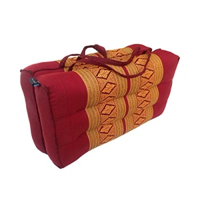 Image of Traditional Thai Kapok Foldable Yoga Meditation Cushion with Carry Handle (Copper, Burgundy)