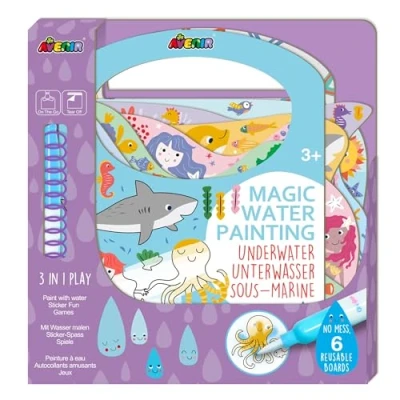 Image of Magic Water Painting Kit Underwater Colouring Game, 3 in 1 Creative Set Games, Stickers and Pictures for Children Aged Years Above