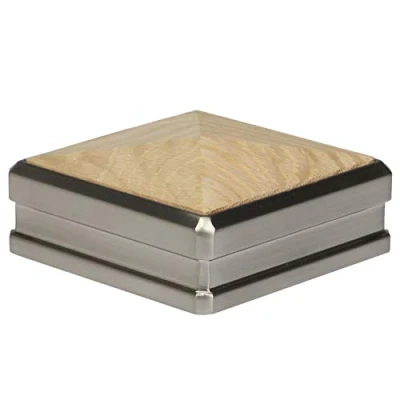 Image of Solution Full Newel Cap rebated to fit a 90mm Post in Oak &amp; Brushed Nickel