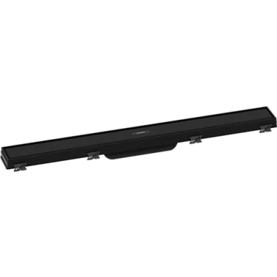 Image of hansgrohe 56037670 RainDrain Match 700 Shower Drain Complete Set with Height Adjustable Frame Matte Black Channel, 70 cm