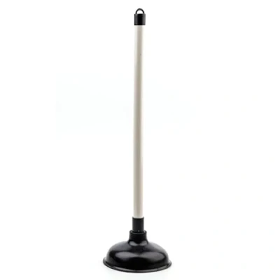 Image of Large Toilet Plunger, Sink Bathroom Drain Cleaner, Plunger White Plastic Handle with Black Cup, Small Cleaner Pump for Home, Bath, Toilets, Bathtub, Shower, and Drains.