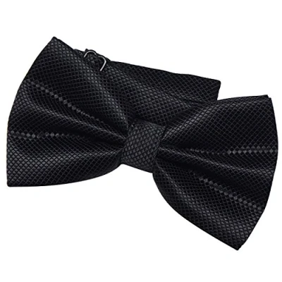 Image of DonDon Men’s Bow Tie pre tied and completely adjustable in silk look Black
