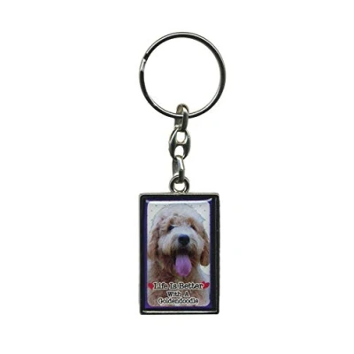 Image of Metal Keyring Life Is Better With A Dog (Goldendoodle)