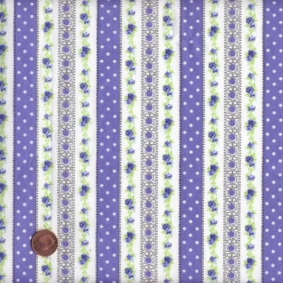 Image of Textiles français Blue mini regency design (Regency) French Fabric Cotton 140CM / 55&quot; Wide. Per Half Metre