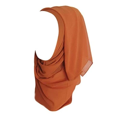 Image of Ladies Chiffon Oversized Plain Scarf Women Quality Large Maxi Hijab Shawl (Rust)