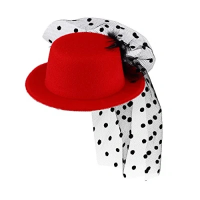Image of SoWest Mini Victorian Burlesque Fancy Dress Weddings Top Hat Fascinator Moulin Rouge Red