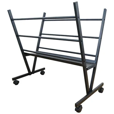 Image of Heavy Duty Metal Print Artwork Art Storage Rack Browser Display Stand Black Moveable Castor Wheels
