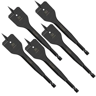 Image of 5 x SabreCut SCRIW30_5 30mm 152mm Impact Rated Flat Wood Spade Bits Compatible with Bosch Dewalt Makita Milwaukee and Many Others