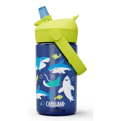 Image of Camelbak Thrive Flip Straw Kids Water Bottle 400ml Blue Junior Hydration Accessory for Active Young Runners