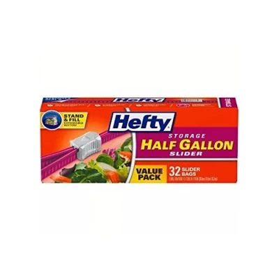 Image of Hefty Slider Storage Bags, Half Gallon Size, 32 Count