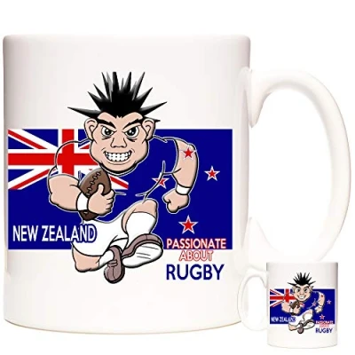 Image of 11OZ New Zealand Rugby Mug. Passionate About Rugby. Fantastic Gift Mug for Fans of World Cup