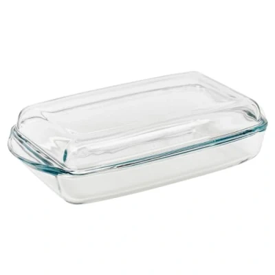 Image of Queensway Home &amp; Dining 1.95L Borcam Glass Rectangle Casserole Baking Dish Oven Bakeware with Lid