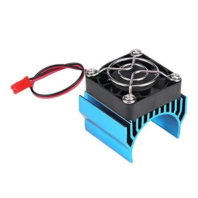 Image of RC Motor Heat Sink with Cooling Fan, Fan for 1/10 Scale Electric Car 540/550 / 3650 Replacement Upgrade Part Accessory(Blue)