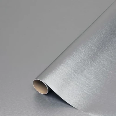 Image of d c fix vinyl wrap Platino silver metallic 45 cm x 1,5 m sticky back plastic roll for furniture, kitchen &amp; cupboards contact paper sticker self adhesive film