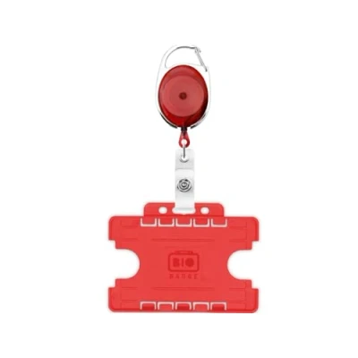 Image of ID Card It Holder Double Sided and Red Retractable YoYo Security Key Clip Reel
