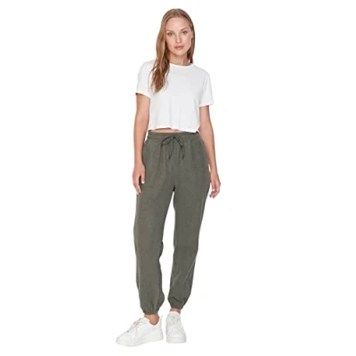 Image of Trendyol Women Loungewear Normal Waist Skinny fit Relaxed Tracksuit Bottoms Khaki