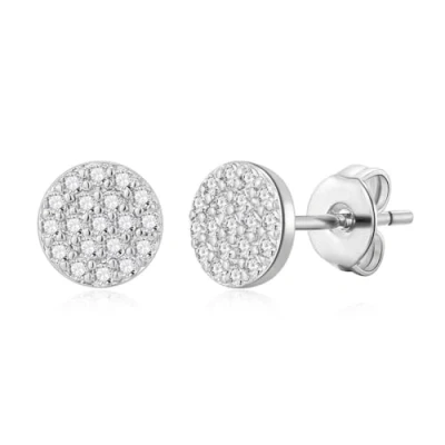 Image of Philip Jones Silver Plated Pave Round Earrings Created with Zircondia® Crystals