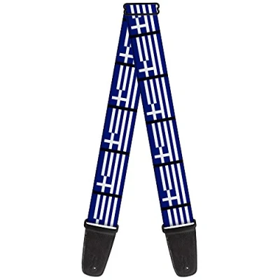 Image of Buckle Down Guitar Strap Greece Flags 2 Inches Wide (GS W30715)