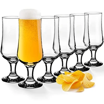 Image of KADAX Beer Glasses, Drinking Set of 6, 360 ml, Water Juice Glasses with Base, for Water, Drink, Cocktail Drinks Dishwasher Safe