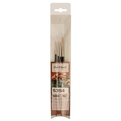 Image of Da Vinci Nova Synthetic Brush Set for Tabletop and Miniature Painting, Wood, Green, kurzstielig