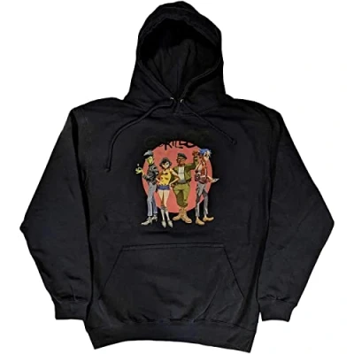 Image of Gorillaz Unisex Adult Group Circle Rise Pullover Hoodie (S) (Navy Blue)