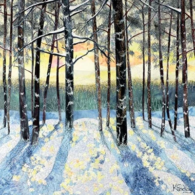 Image of Museums &amp; Galleries Charity Christmas Cards Winter Sunrise Through Trees Eco Friendly Recyclable Pack of 8