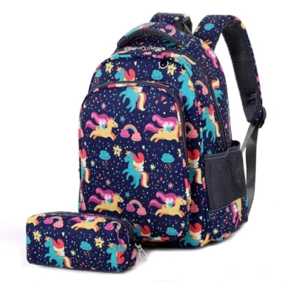 Image of LOVEVO School Backpack for Boys &amp; Girls, Lightweight, Durable Water Resistant Travel or Sports Unicorn Kids, 35x25x10cm (Unicorn)